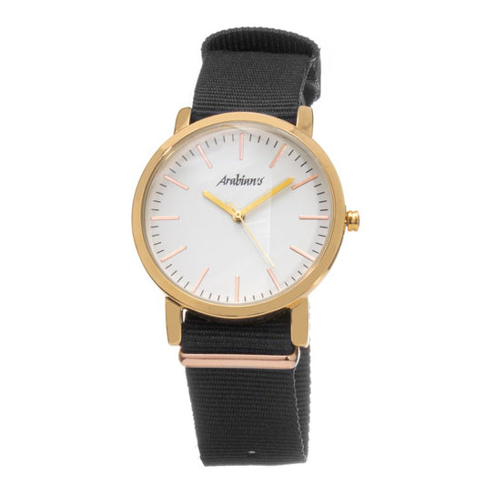 ARABIANS Black Textile Dress Watch