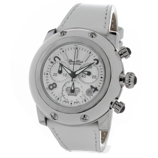 GLAM ROCK Black Leather Dress Watch