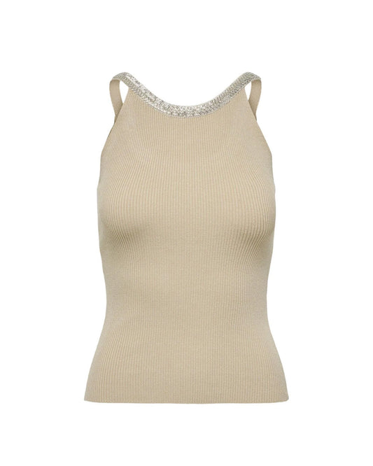 Only Beige Nylon  Elastane Tank Tops