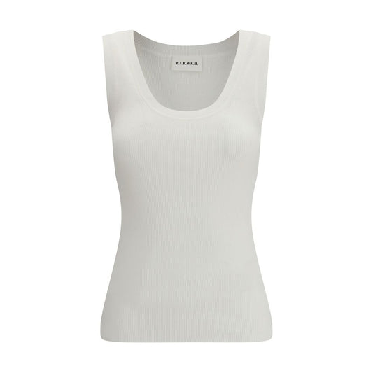 P.A.R.O.S.H. Beige Cotton Sleeveles T-Shirt