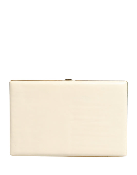 Dolce & Gabbana White Lambskin Leather Clutch Evening Women Purse Bag