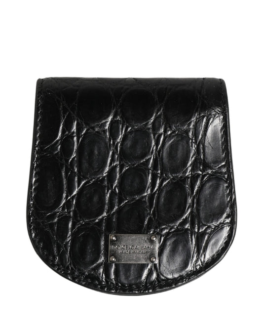 Dolce & Gabbana Black Exotic Skin Condom Case Holder Pocket Wallet
