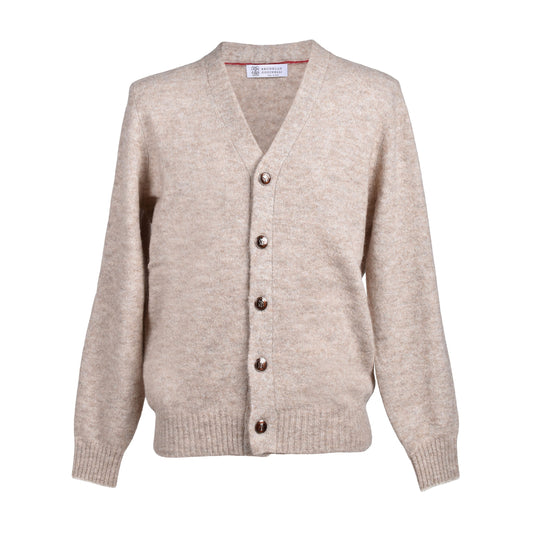 Brunello Cucinelli Beige Leather Cardigan