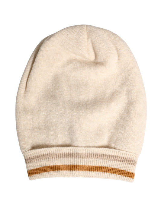Dolce & Gabbana Beige Cashmere Knitted Women Winter Beanie Hat