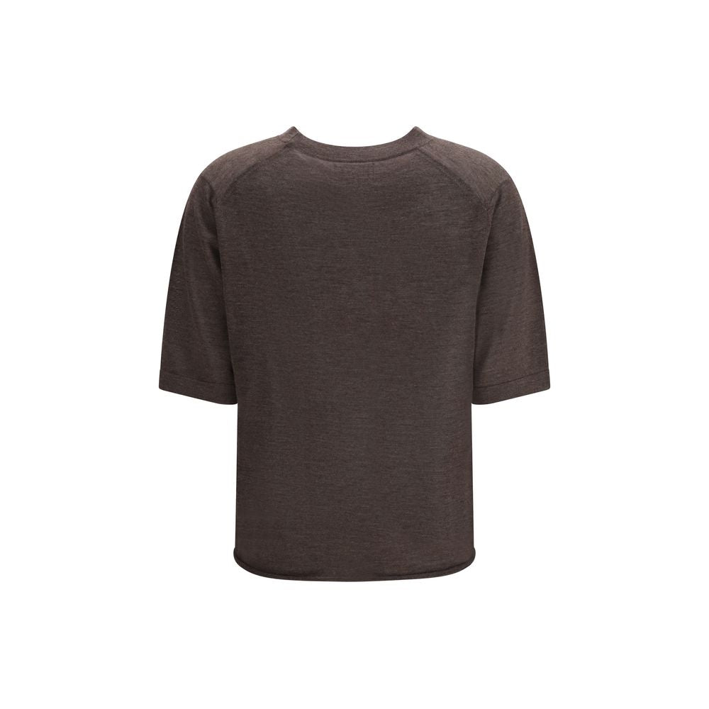 A brown cashmere t-shirt with short sleeves
