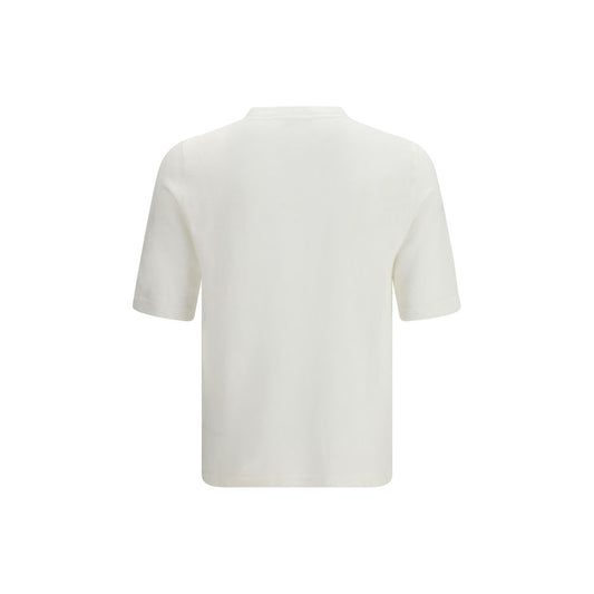 A white linen t-shirt with short sleeves