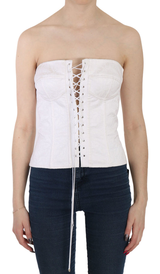 Dolce &amp; Gabbana - Elegante top corsé blanco sin tirantes