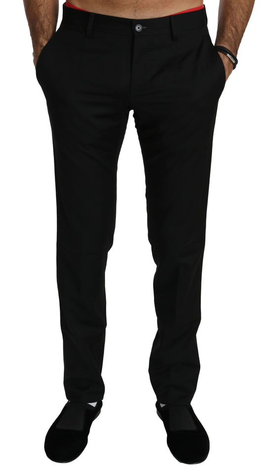 Pantalones de vestir elegantes de lana negra de Dolce &amp; Gabbana