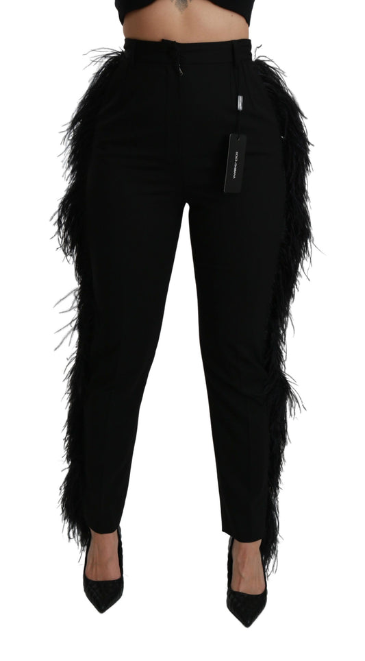 Pantaloni eleganti a vita alta in misto lana Dolce &amp; Gabbana