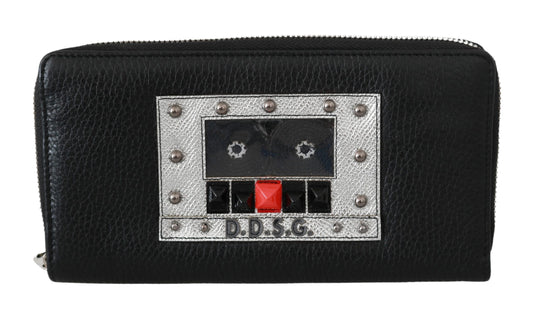 Portafoglio continentale con cerniera in pelle nera elegante Dolce &amp; Gabbana