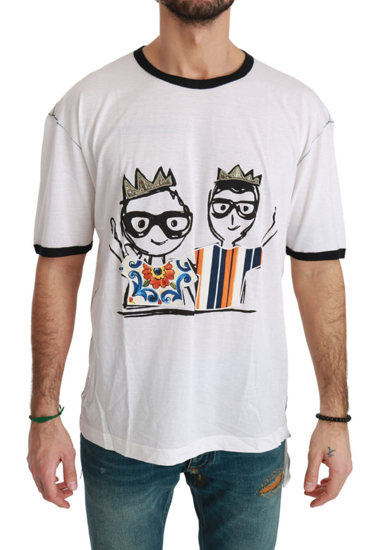 T-shirt da uomo Dolce &amp; Gabbana in misto seta bianca elegante