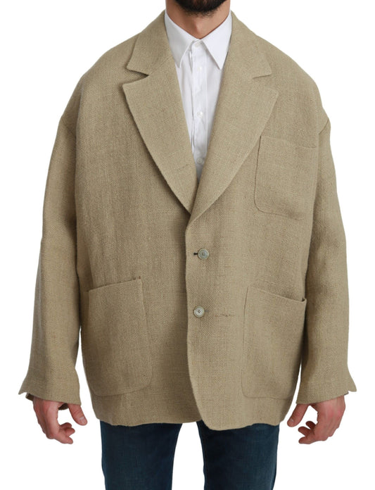 Blazer monopetto in iuta beige chic di Dolce &amp; Gabbana