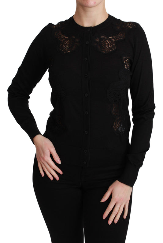 Cardigan elegante in pizzo misto cashmere e seta Dolce &amp; Gabbana