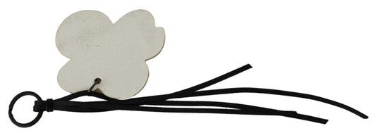 Portachiavi in ​​pelle elegante bianco e nero di Costume National