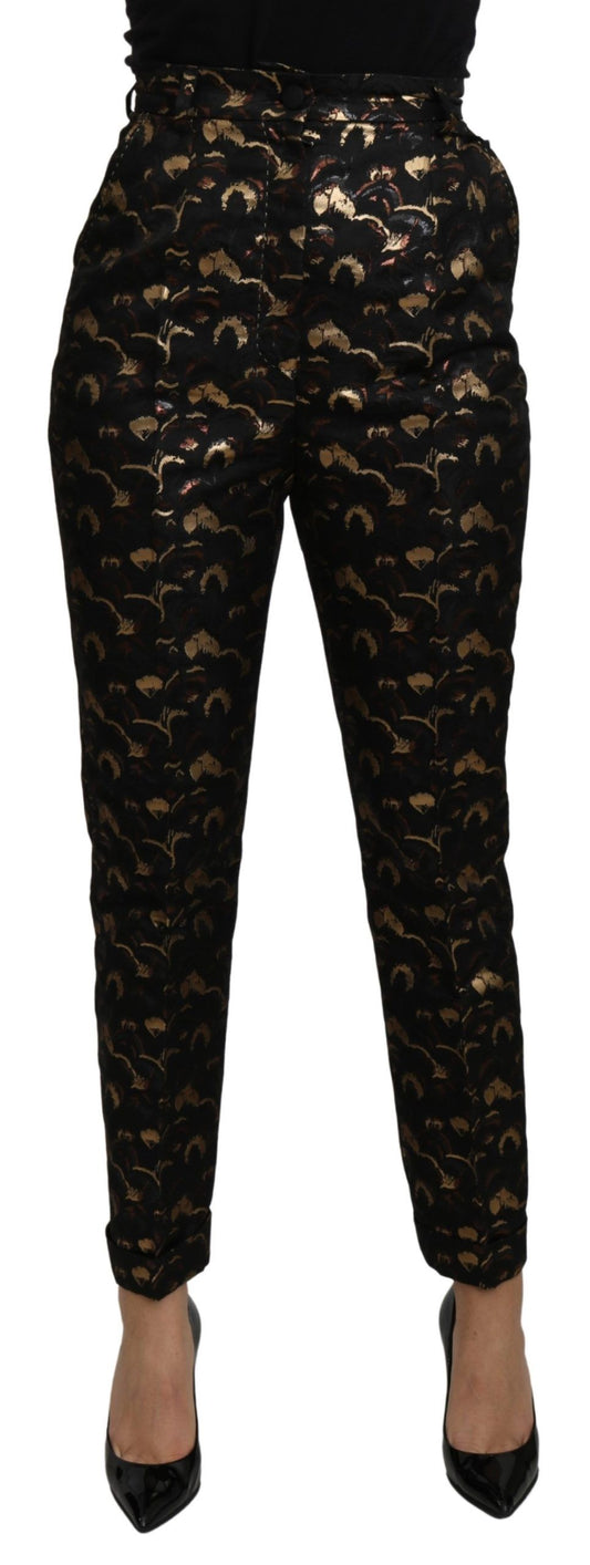 Pantalones elegantes de brocado cónico de cintura alta de Dolce &amp; Gabbana