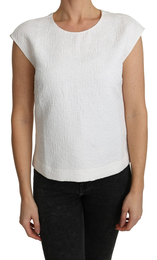 Dolce &amp; Gabbana Elegante blusa in misto cotone bianco