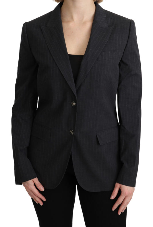 Blazer elegante in cotone a righe grigie Dolce &amp; Gabbana