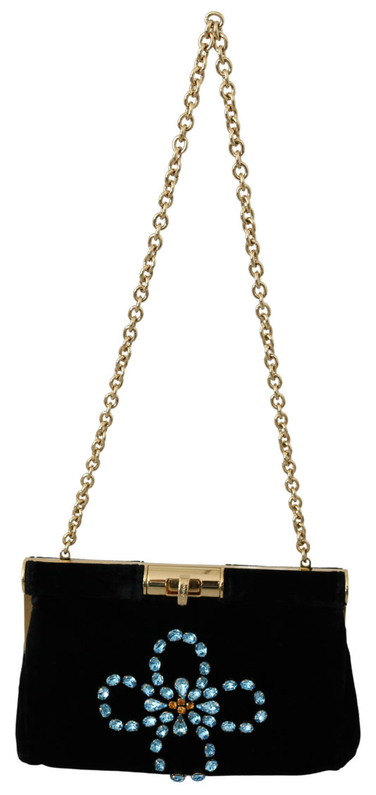 Bolso bandolera de fiesta de noche de terciopelo con tachuelas de cristal de Dolce &amp; Gabbana