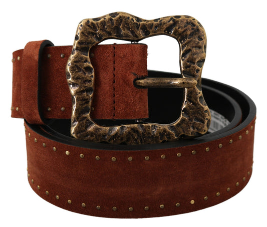 Cintura elegante in pelle scamosciata Dolce &amp; Gabbana con borchie dorate