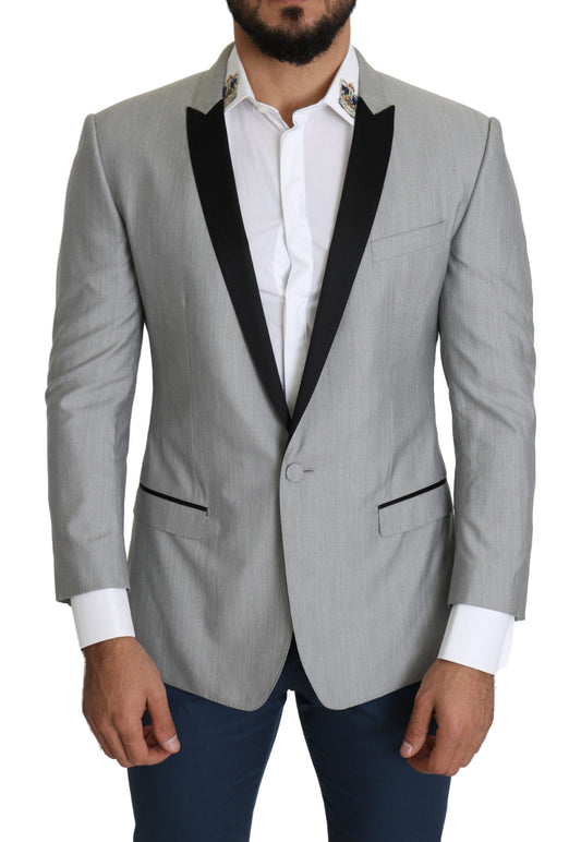 Blazer elegante in misto seta grigio chiaro Dolce &amp; Gabbana