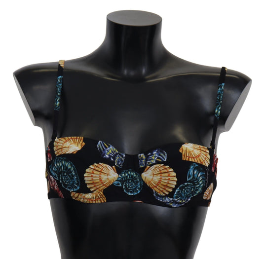Top de bikini elegante con estampado de conchas de Dolce &amp; Gabbana