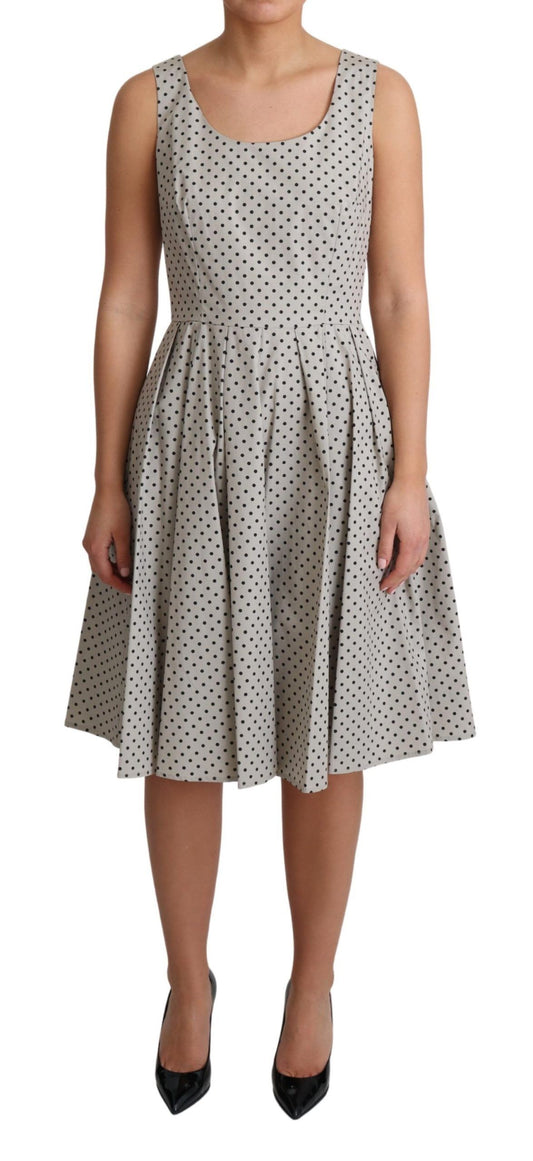 Vestido beige sin mangas de corte A con lunares de Dolce &amp; Gabbana