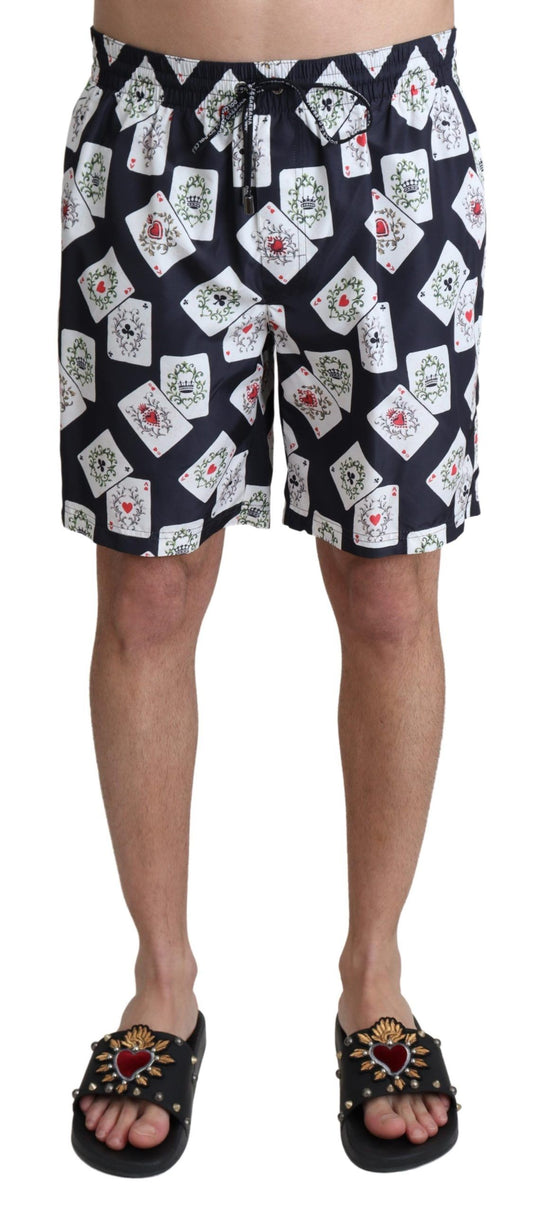 Costume da bagno stampato con mazzo di carte multicolore Dolce &amp; Gabbana