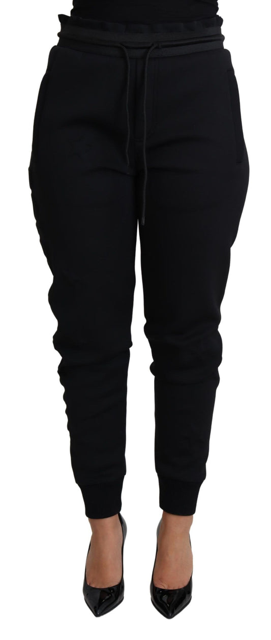 Pantaloni jogger neri eleganti di Dolce &amp; Gabbana con logo iconico
