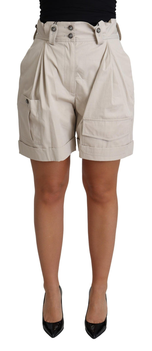 Shorts plisados ​​de cintura alta en beige chic de Dolce &amp; Gabbana