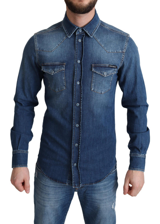 Camisa informal elegante de manga larga vaquera de Dolce &amp; Gabbana
