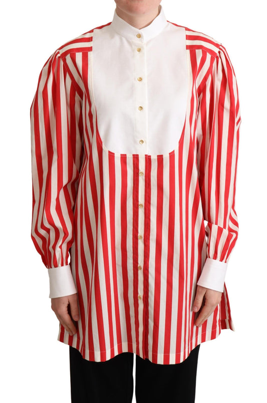Dolce &amp; Gabbana Elegante Polo in Cotone a Righe Rosse e Bianche