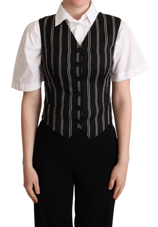 Gilet Dolce &amp; Gabbana Chic Nero con Stampa Leopardata