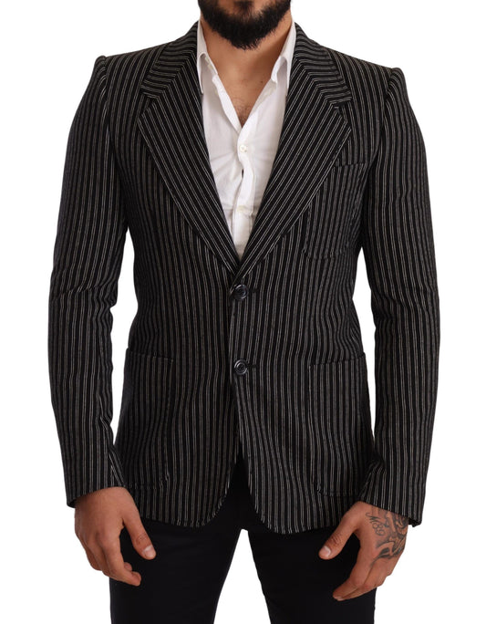 Blazer elegante in lana vergine a righe nere Dolce &amp; Gabbana