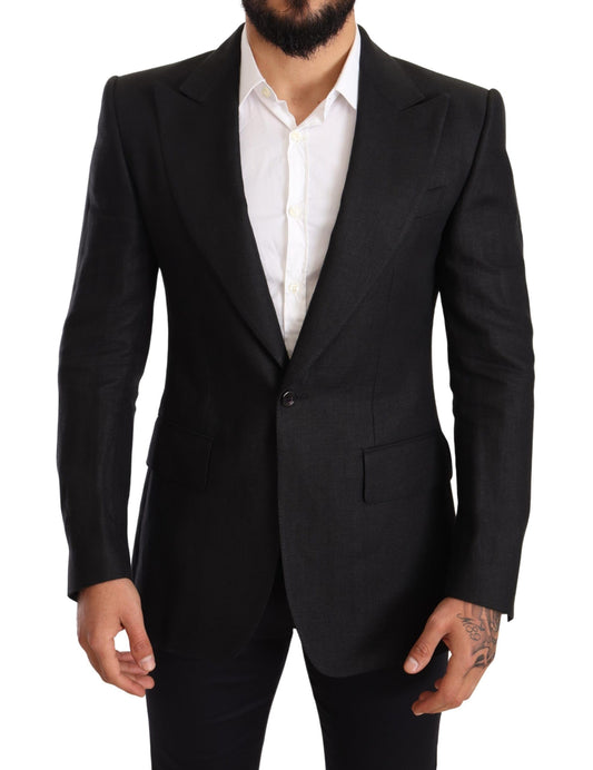 Blazer in lino nero elegante slim fit Dolce &amp; Gabbana