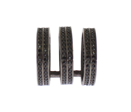 Anillo elegante de plata de ley con cristales negros Nialaya