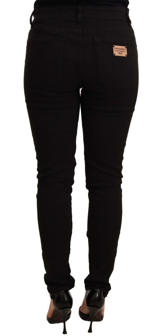 Jeans skinny a vita media neri chic di Dolce &amp; Gabbana