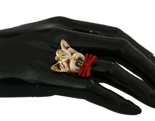 Elegante anello color oro ispirato ai cani di Dolce &amp; Gabbana
