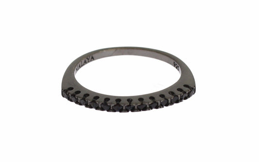 Nialaya Elegante Anello in Argento Sterling con Cristallo Nero