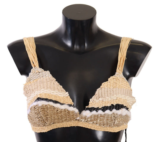 Dolce &amp; Gabbana Chic Beige Crochet Top Corto