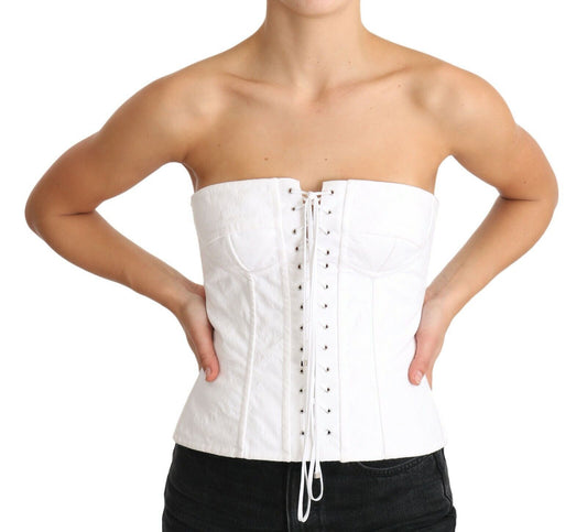 Dolce &amp; Gabbana - Elegante top corsé blanco sin tirantes
