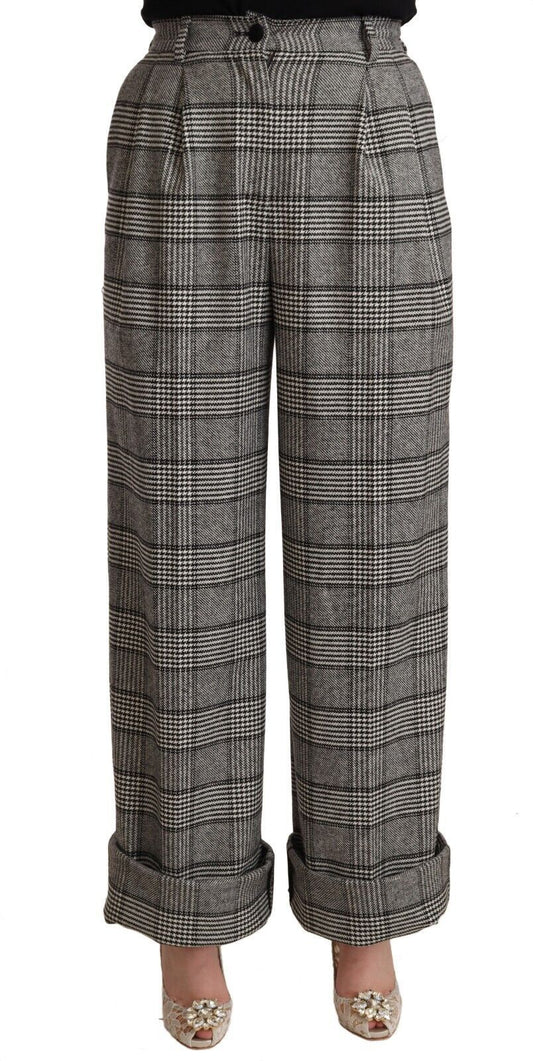 Pantaloni eleganti a vita alta dritti Dolce &amp; Gabbana in grigio