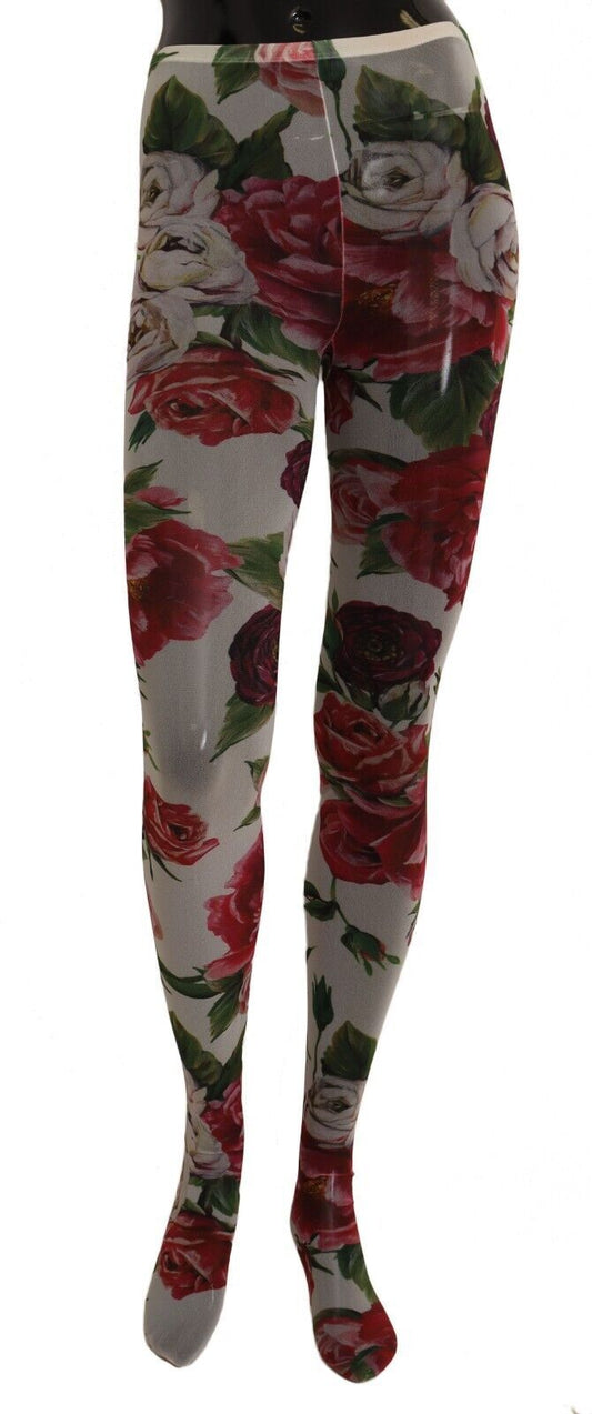 Collant a rete con stampa floreale elegante Dolce &amp; Gabbana