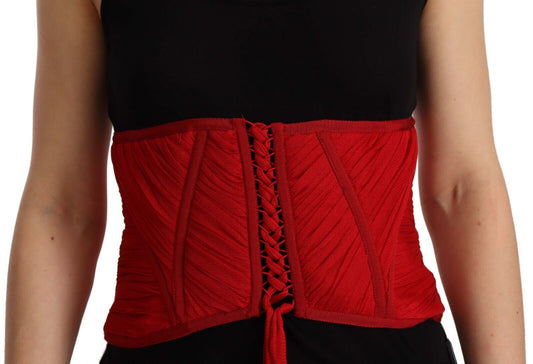Dolce &amp; Gabbana Elegante Top Corsetto in Seta Rossa