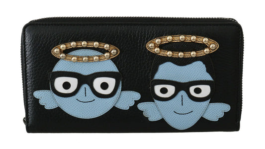 Portafoglio con cerniera Dolce &amp; Gabbana in pelle nera elegante
