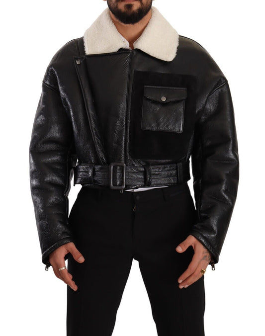 Elegante giacca da motociclista in shearling Dolce &amp; Gabbana