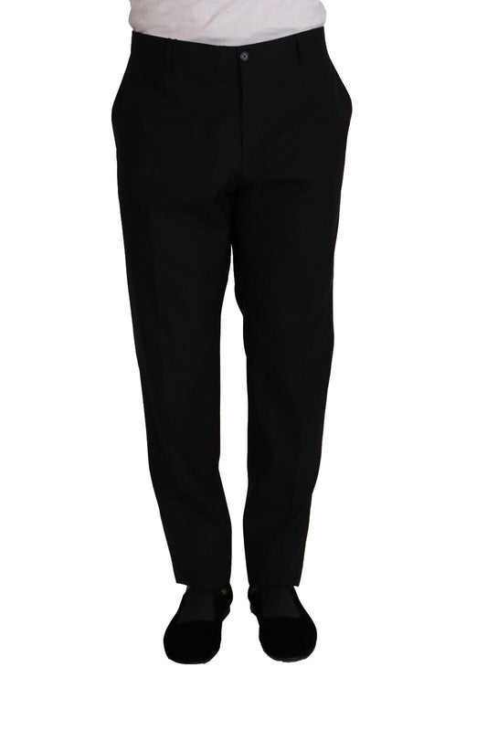 Pantalones de esmoquin elegantes de lana y seda azul oscuro de Dolce &amp; Gabbana