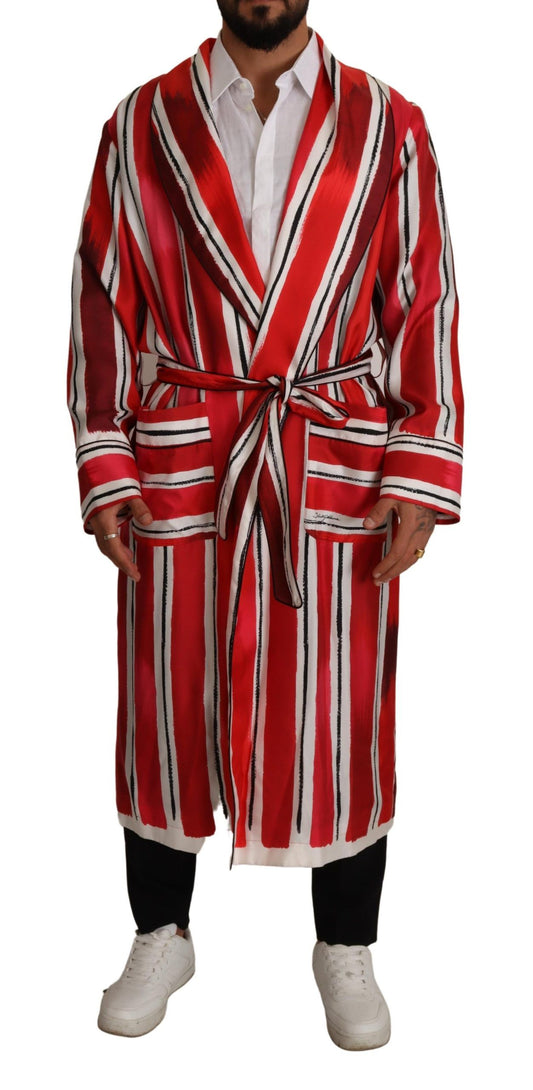 Accappatoio da notte in seta a righe Dolce &amp; Gabbana