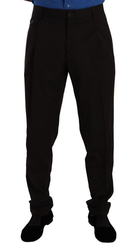 Pantaloni eleganti in lana a righe marroni Dolce &amp; Gabbana