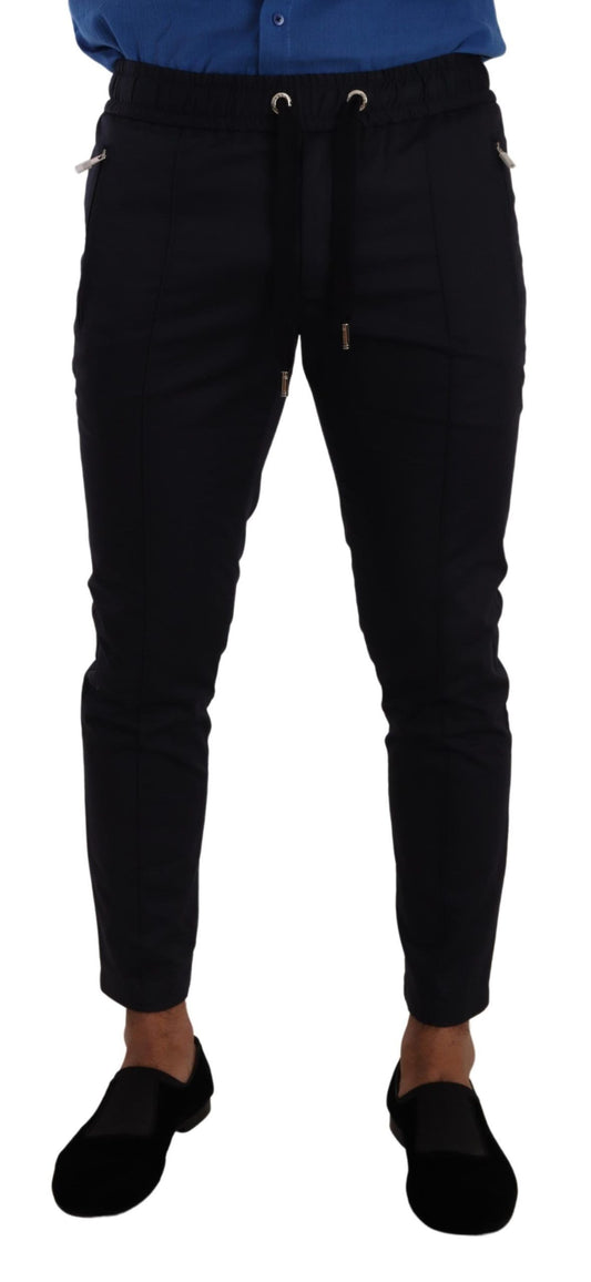 Pantalones deportivos ajustados azul oscuro elegantes de Dolce &amp; Gabbana