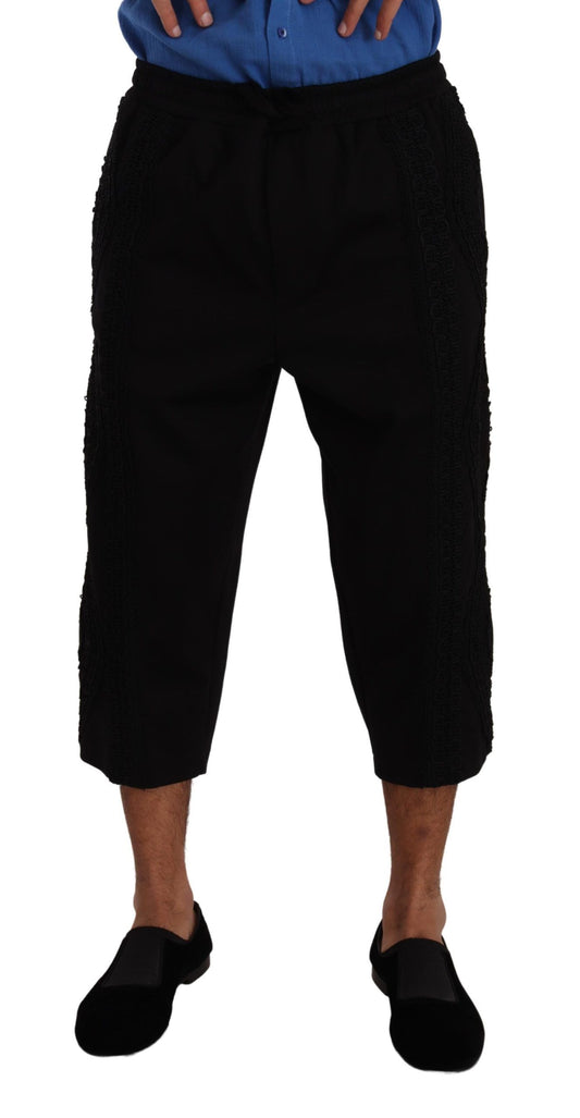 Pantaloni corti eleganti in misto cotone nero Dolce &amp; Gabbana